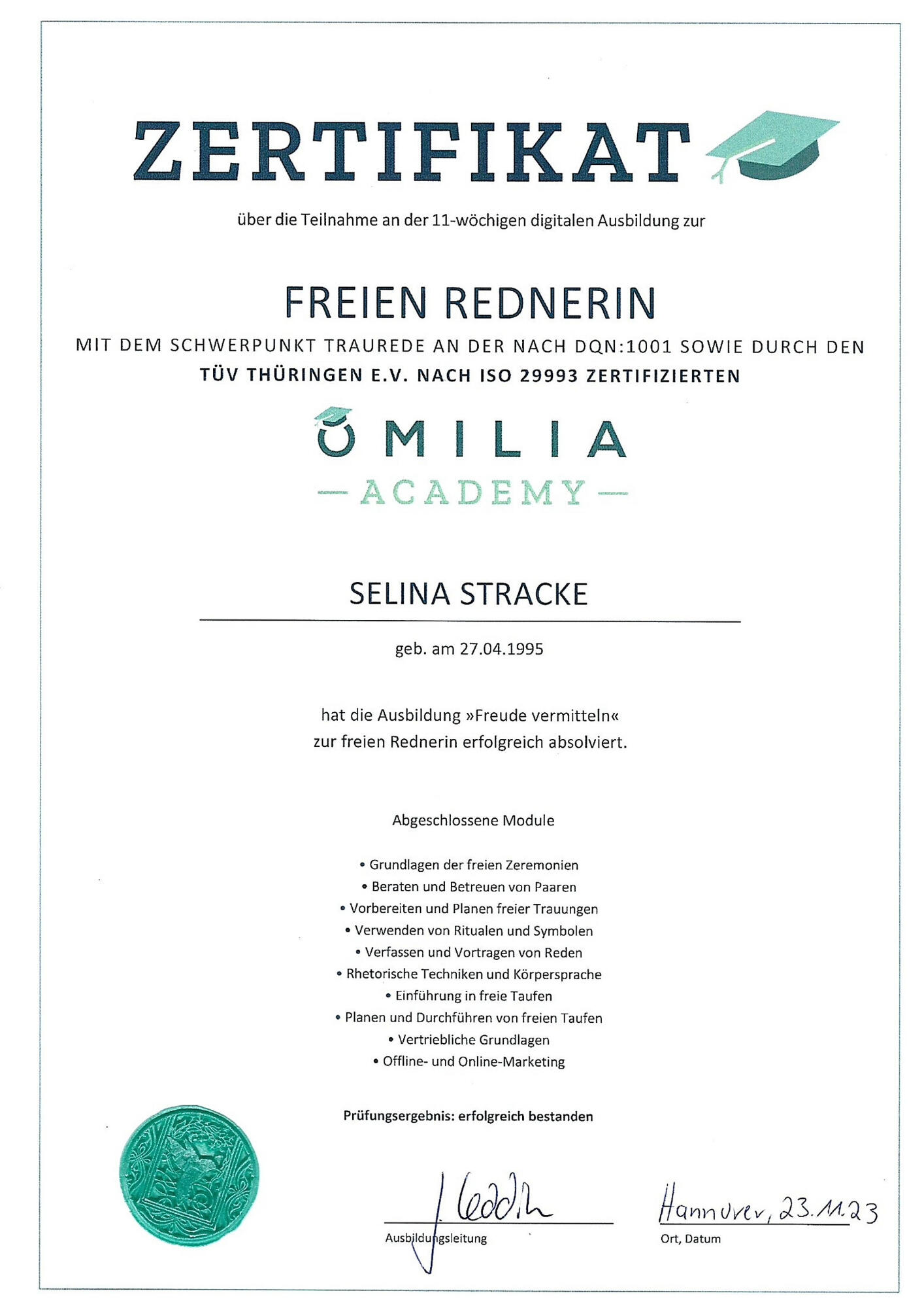 PDF Zertifikat als freie Rednerin